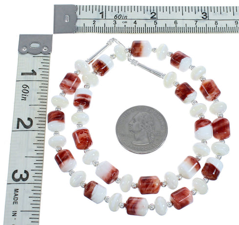 Southwest Sterling Silver Mother of Pearl Oyster Shell Bead Necklace JX121462